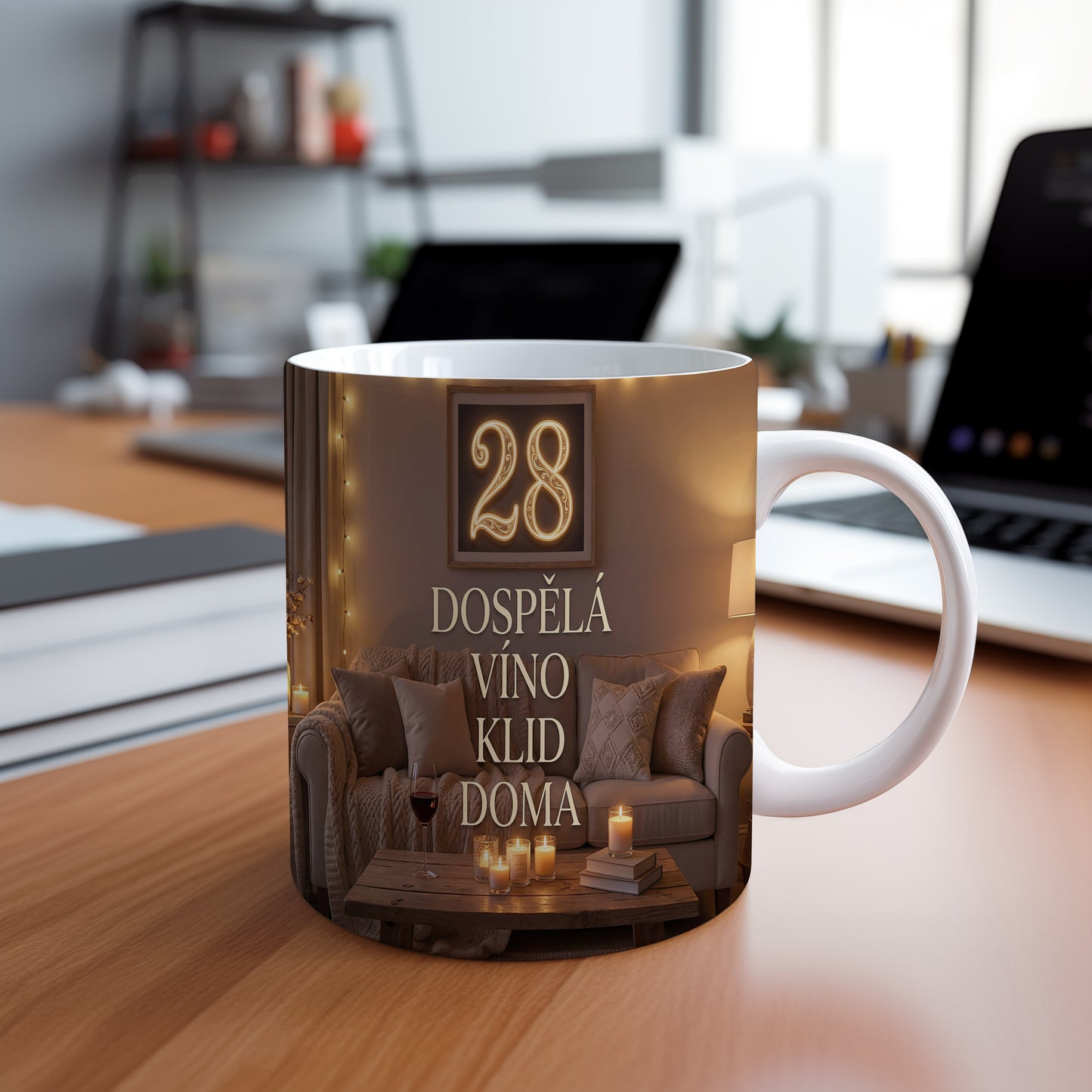 Narozeninový hrnek 28 let – DOSPĚLÁ VÍNO KLID DOMA