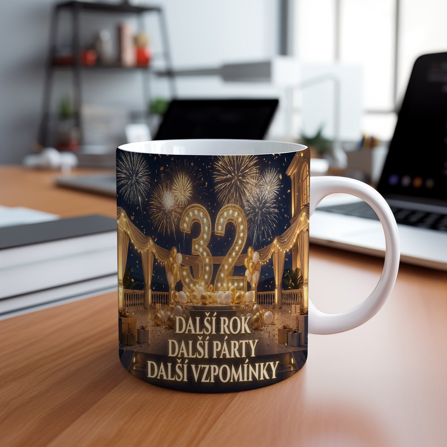 Narozeninový hrnek 32 let – DALŠÍ ROK DALŠÍ PÁRTY DALŠÍ VZPOMÍNKY