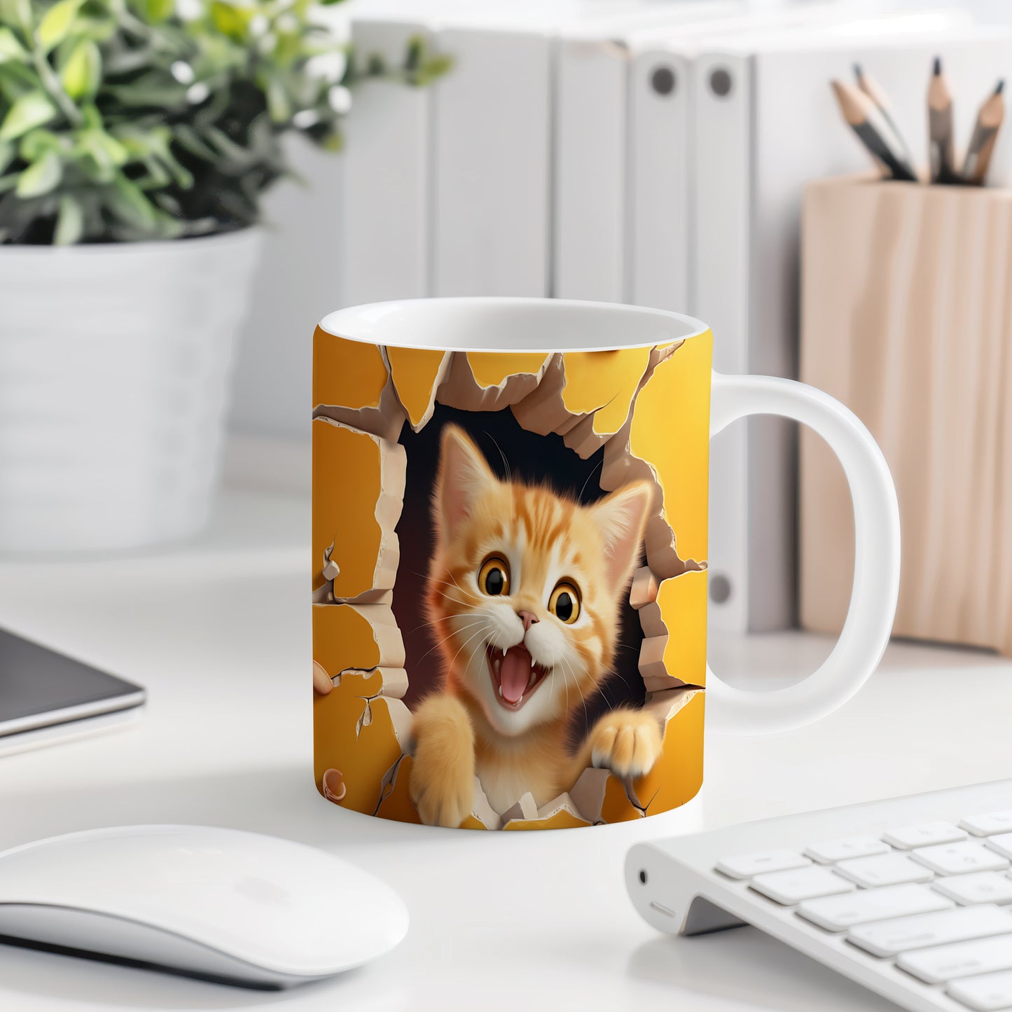 Hrnek s roztomilou kočkou – 3D efektem