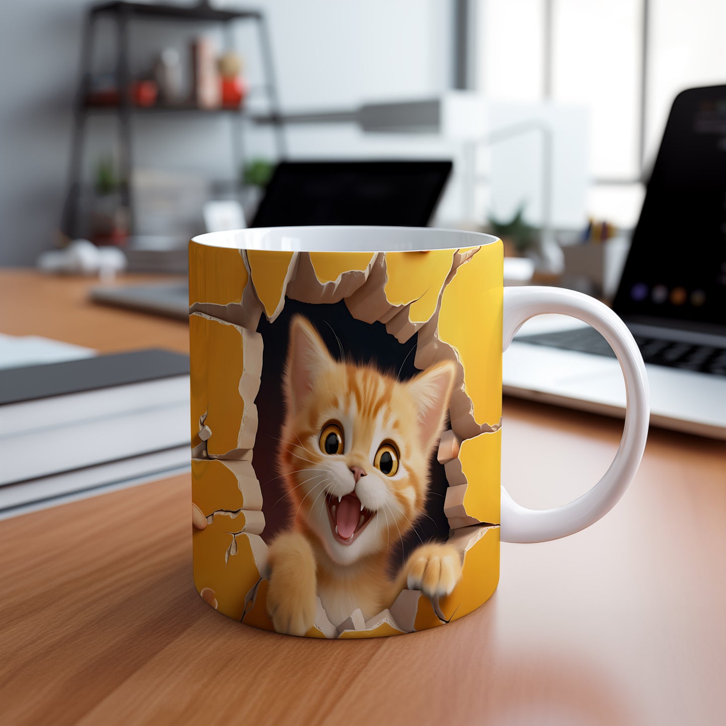 Hrnek s roztomilou kočkou – 3D efektem