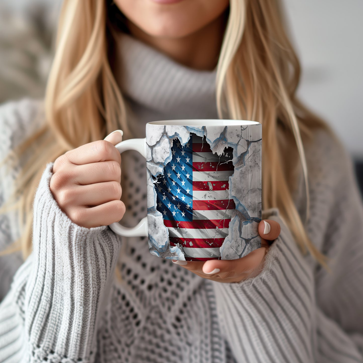 Hrnek s vlajkou USA a 3D efektem