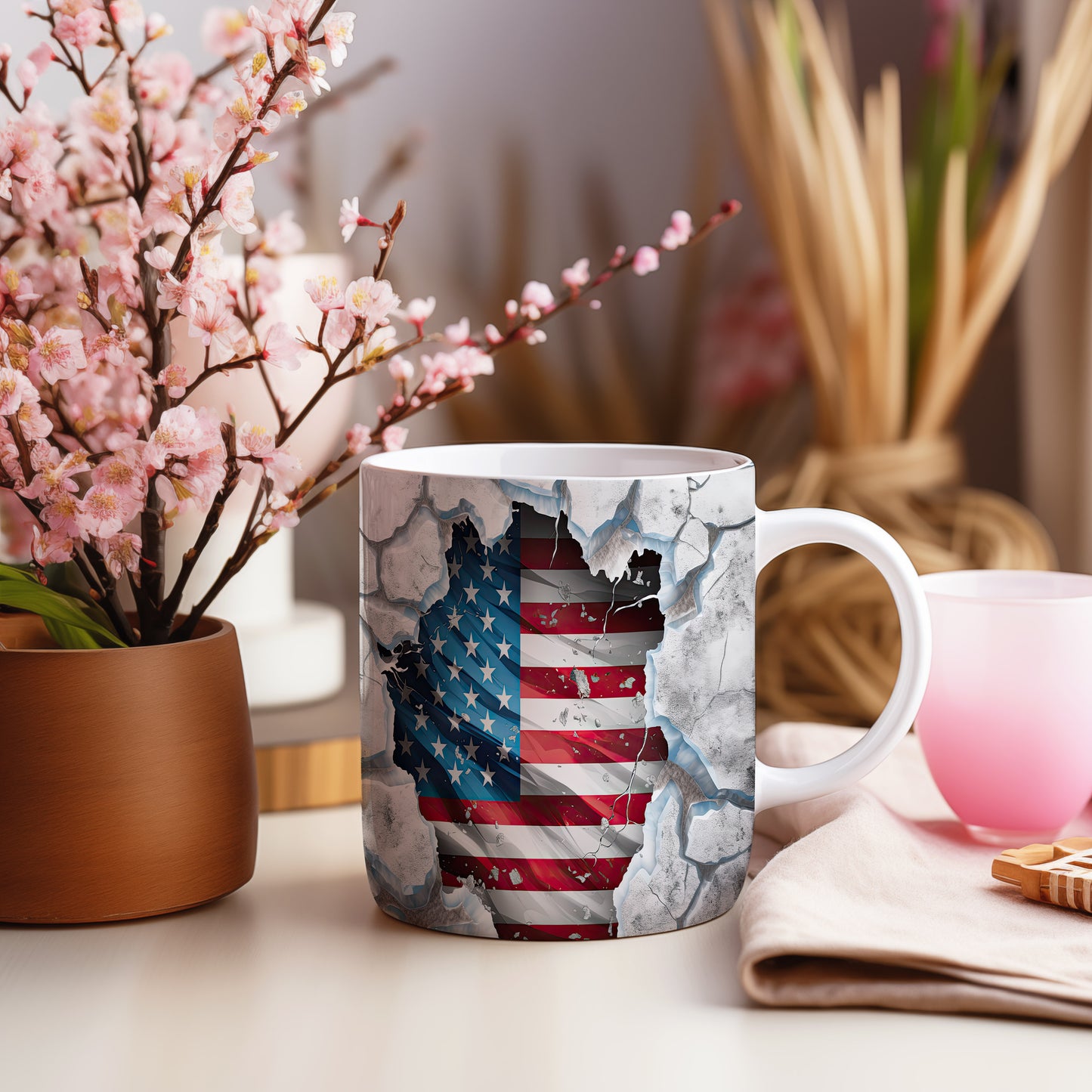 Hrnek s vlajkou USA a 3D efektem