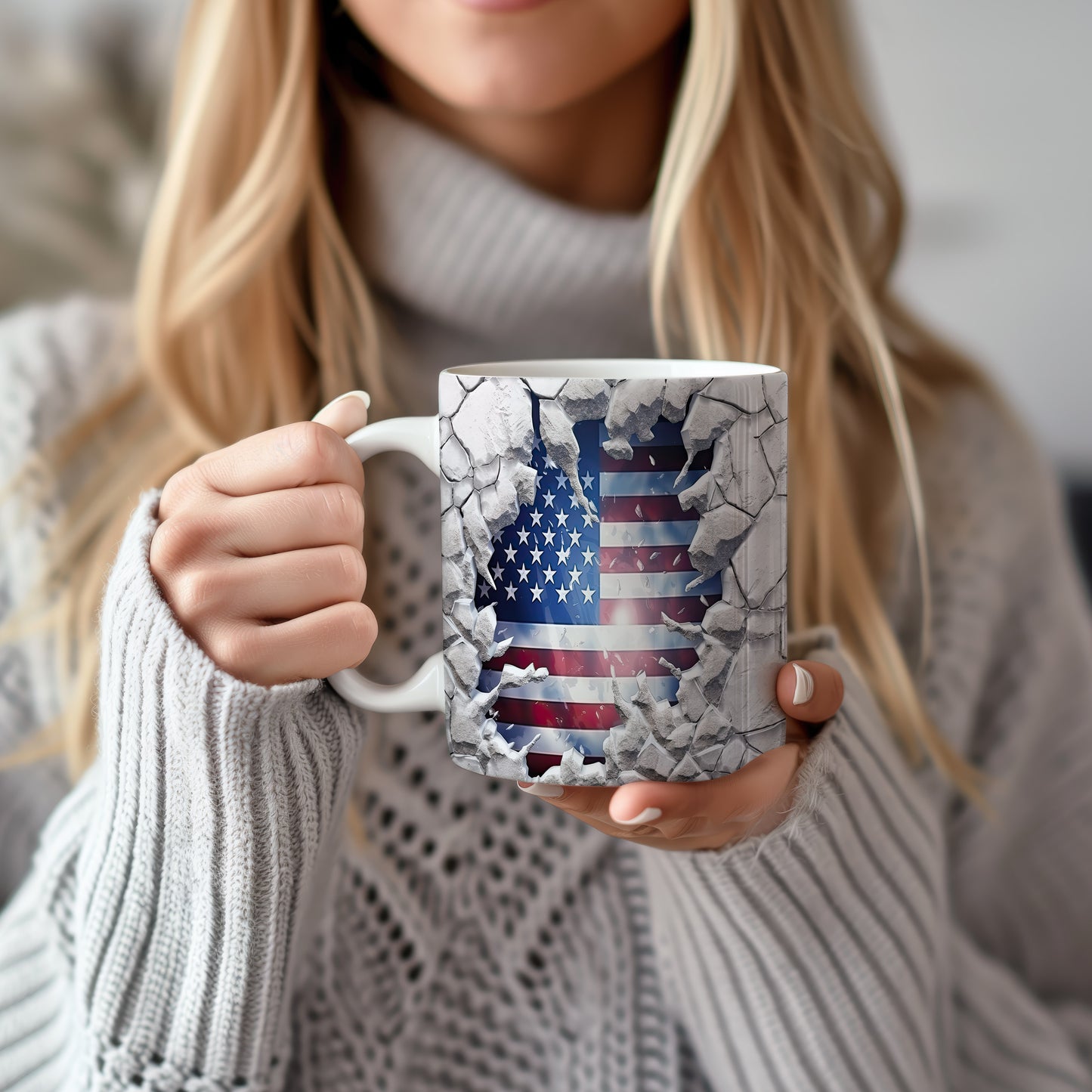 Hrnek s prasklým motivem USA
