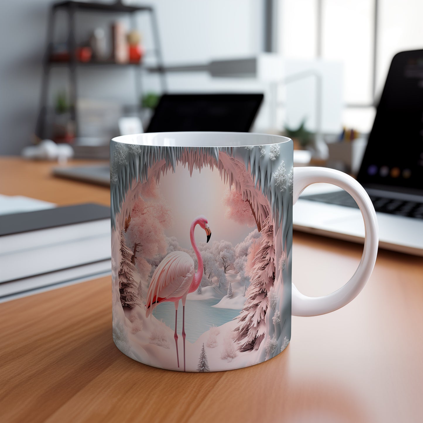 Hrnek s růžovým plameňákem