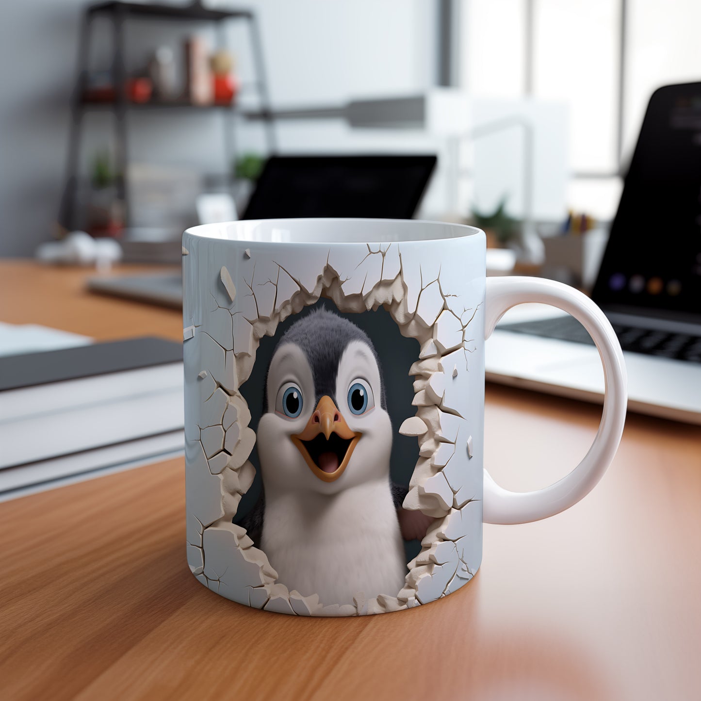 Hrnek s roztomilým tučňákem 3D efektem – 3D efektem