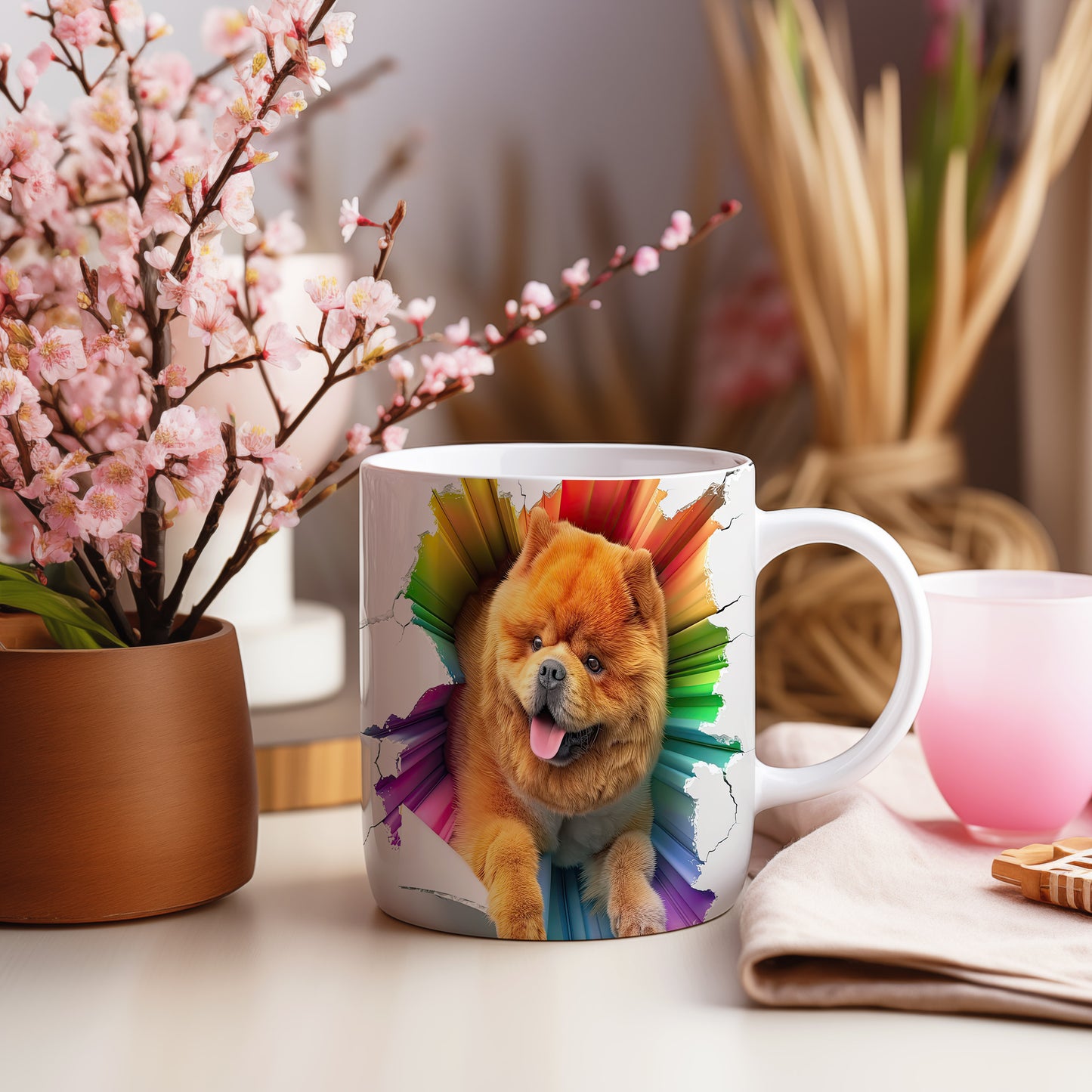 Hrnek s chow-chow špicem a 3D efektem