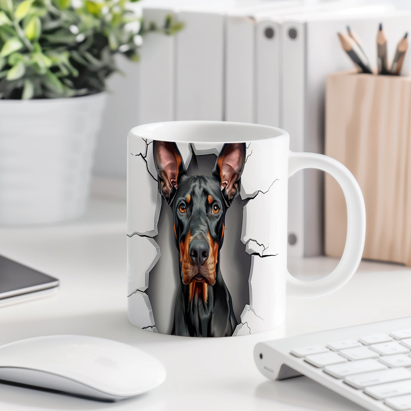 Hrnek s realistickým dobermanem