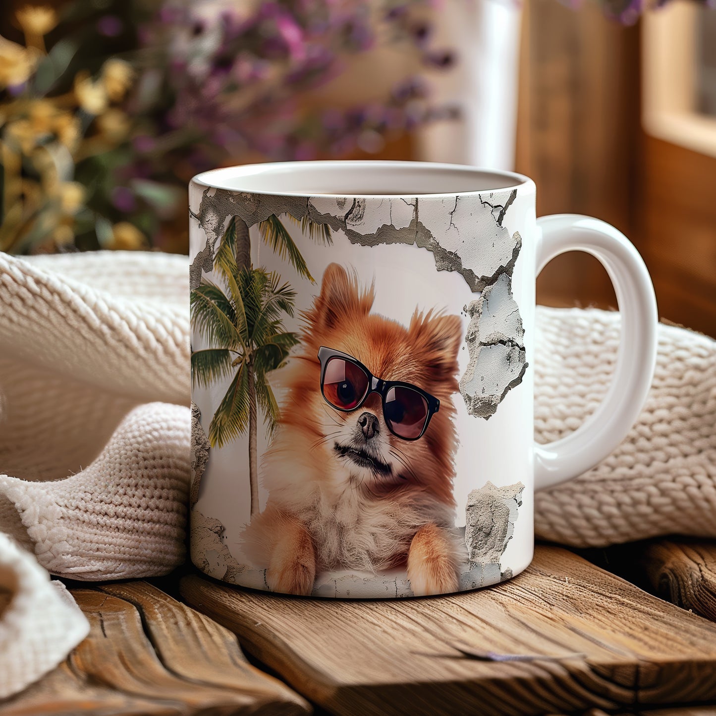 Hrnek s pomeranianovým pejskem v brýlích