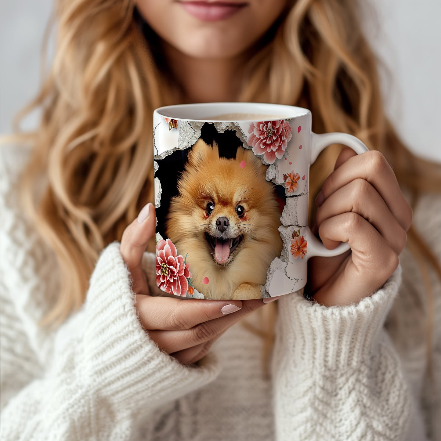Hrnek s roztomilým pomeranianem – malířským vzhledem