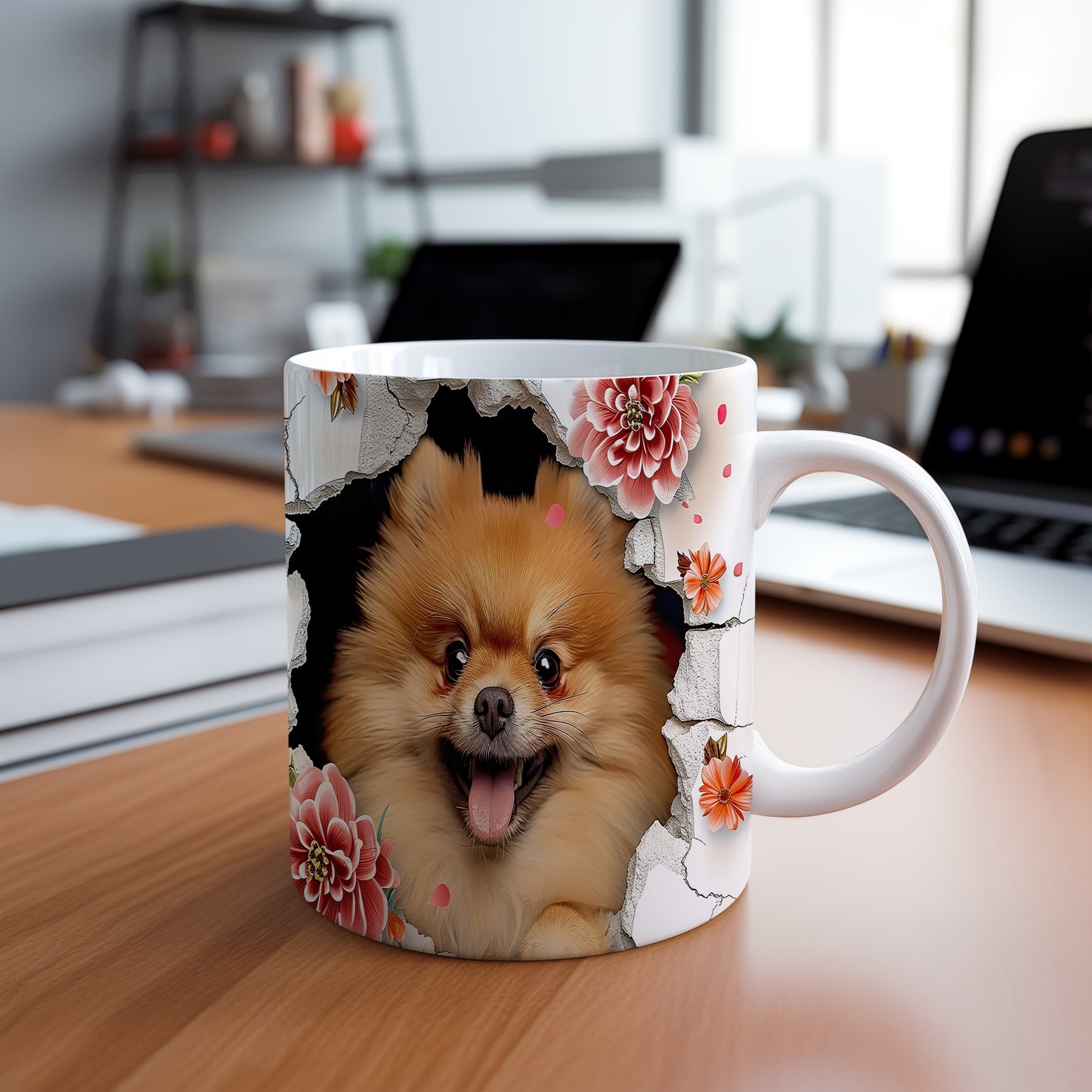 Hrnek s roztomilým pomeranianem – malířským vzhledem