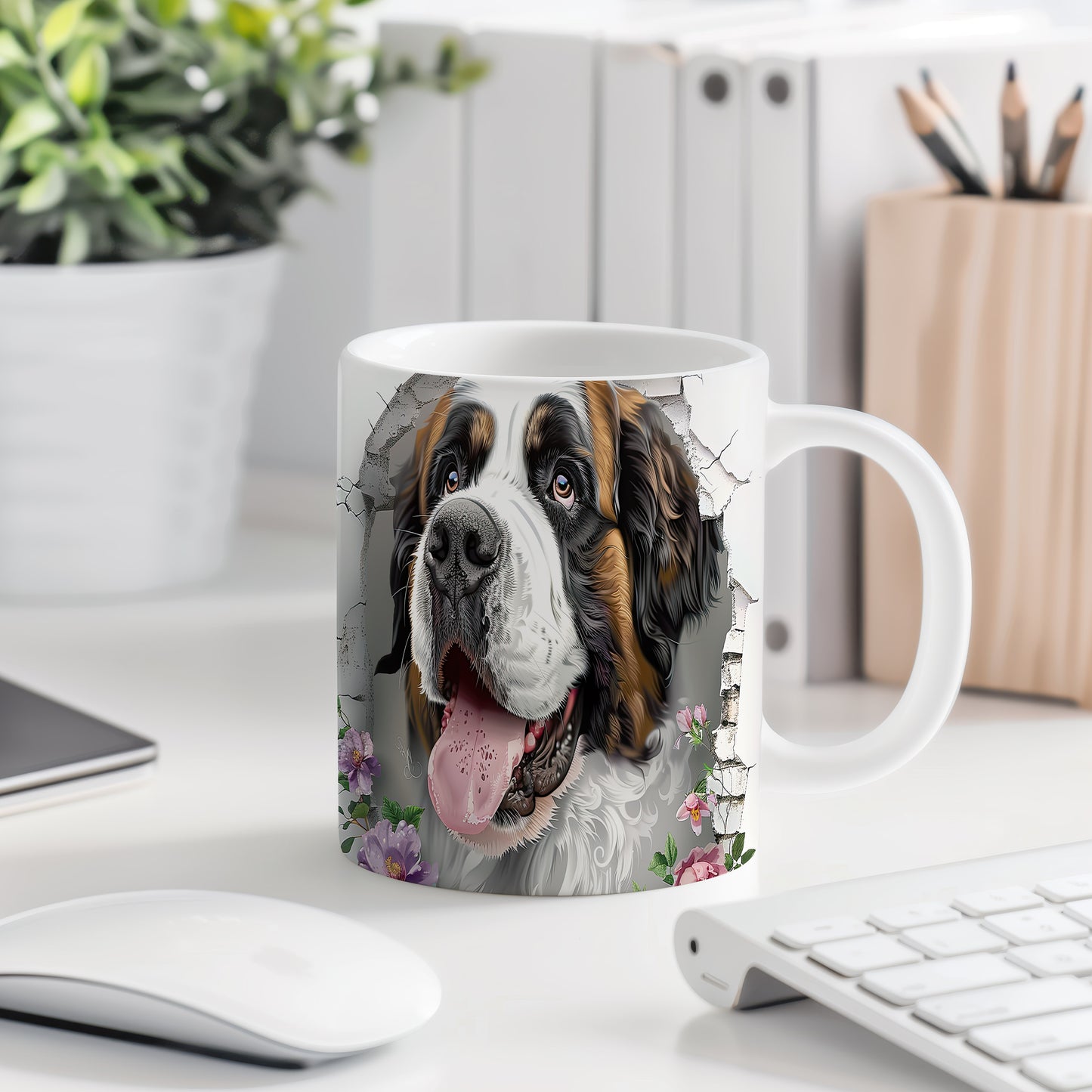 Hrnek s realistickým motivem psa plemene St. Bernard
