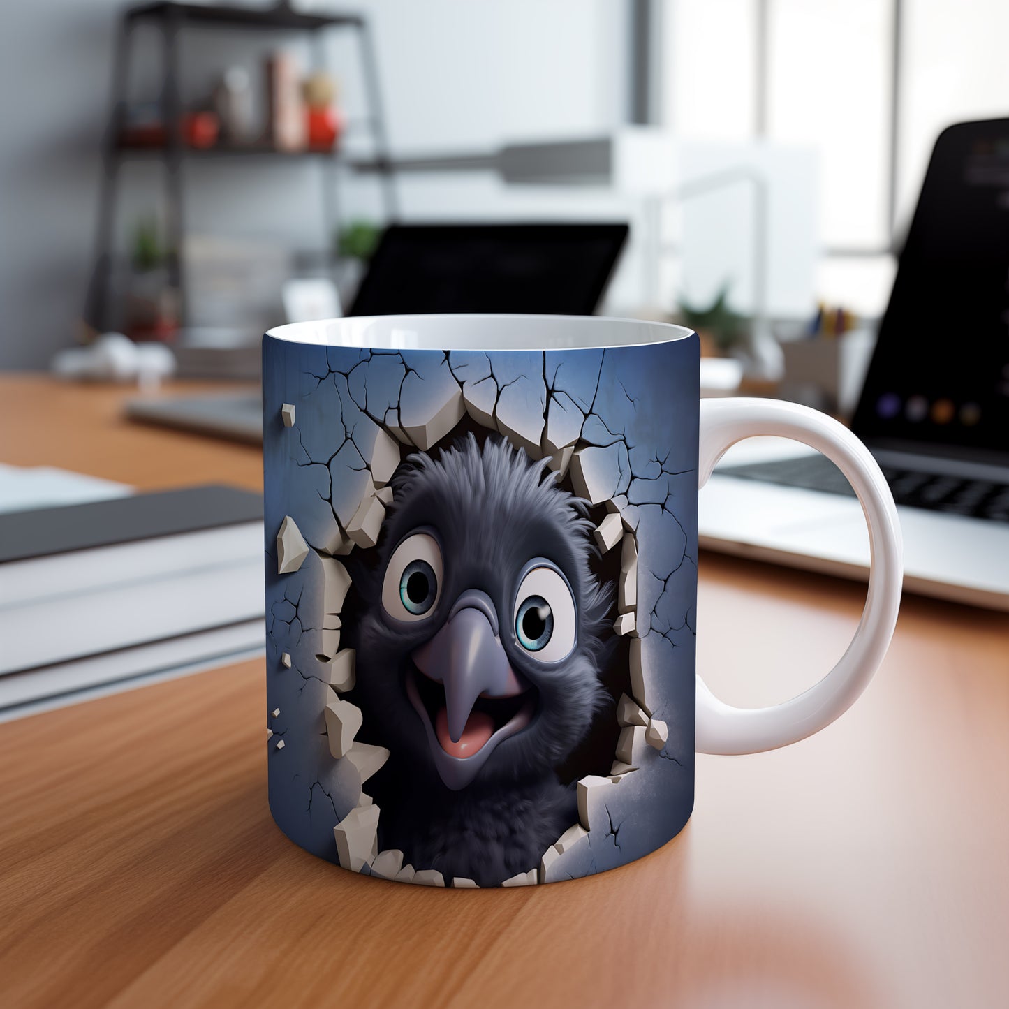 Hrnek s veselým ptáčkem 3D efektem