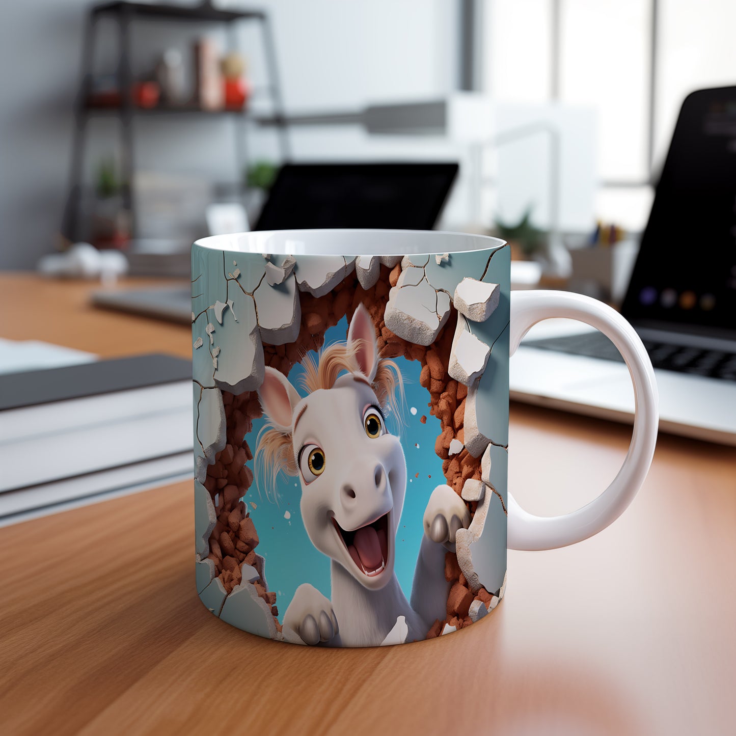 Hrnek s usměvavým koníkem 3D efektem