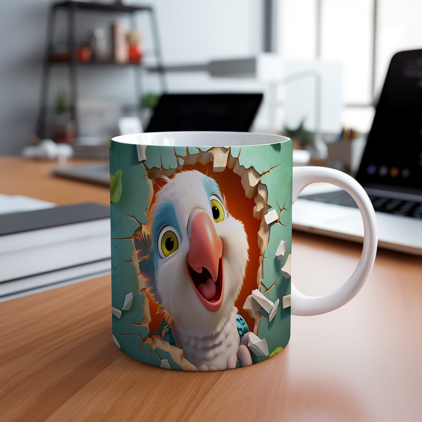 Hrnek s roztomilým ptáčkem