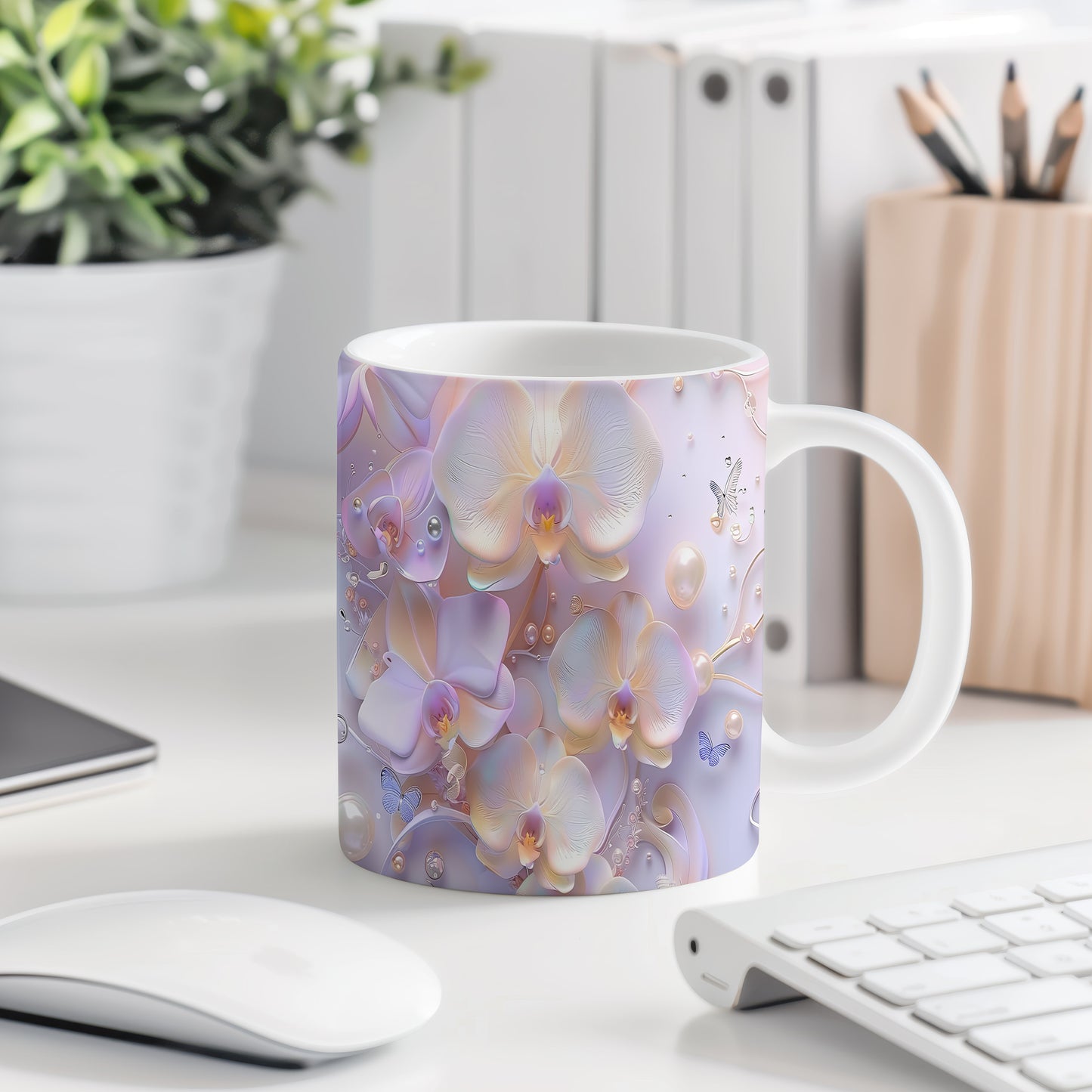 Hrnek s motivem orchidejí – originálním motivem