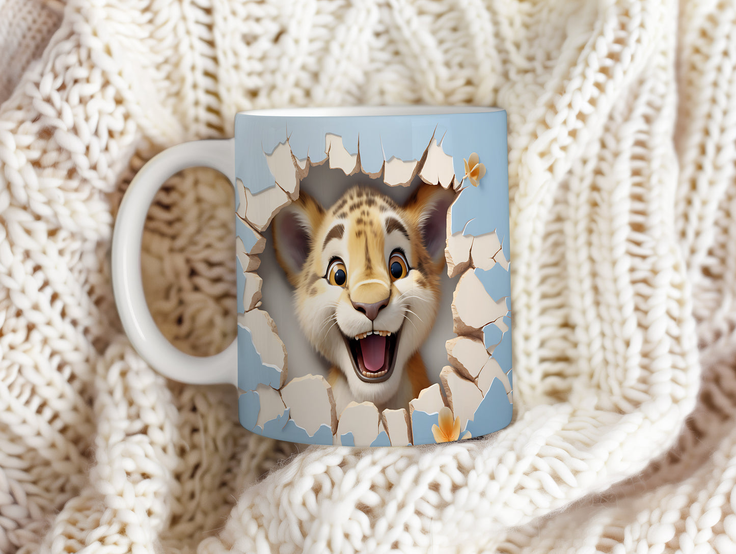 Hrnek s veselým leopardským výrazem