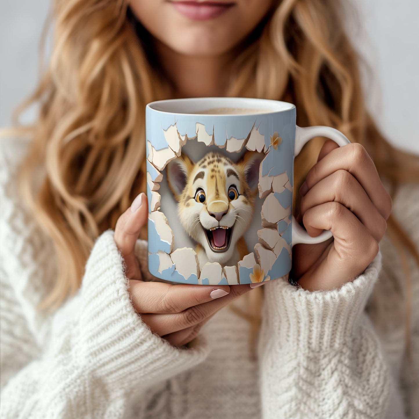 Hrnek s veselým leopardským výrazem