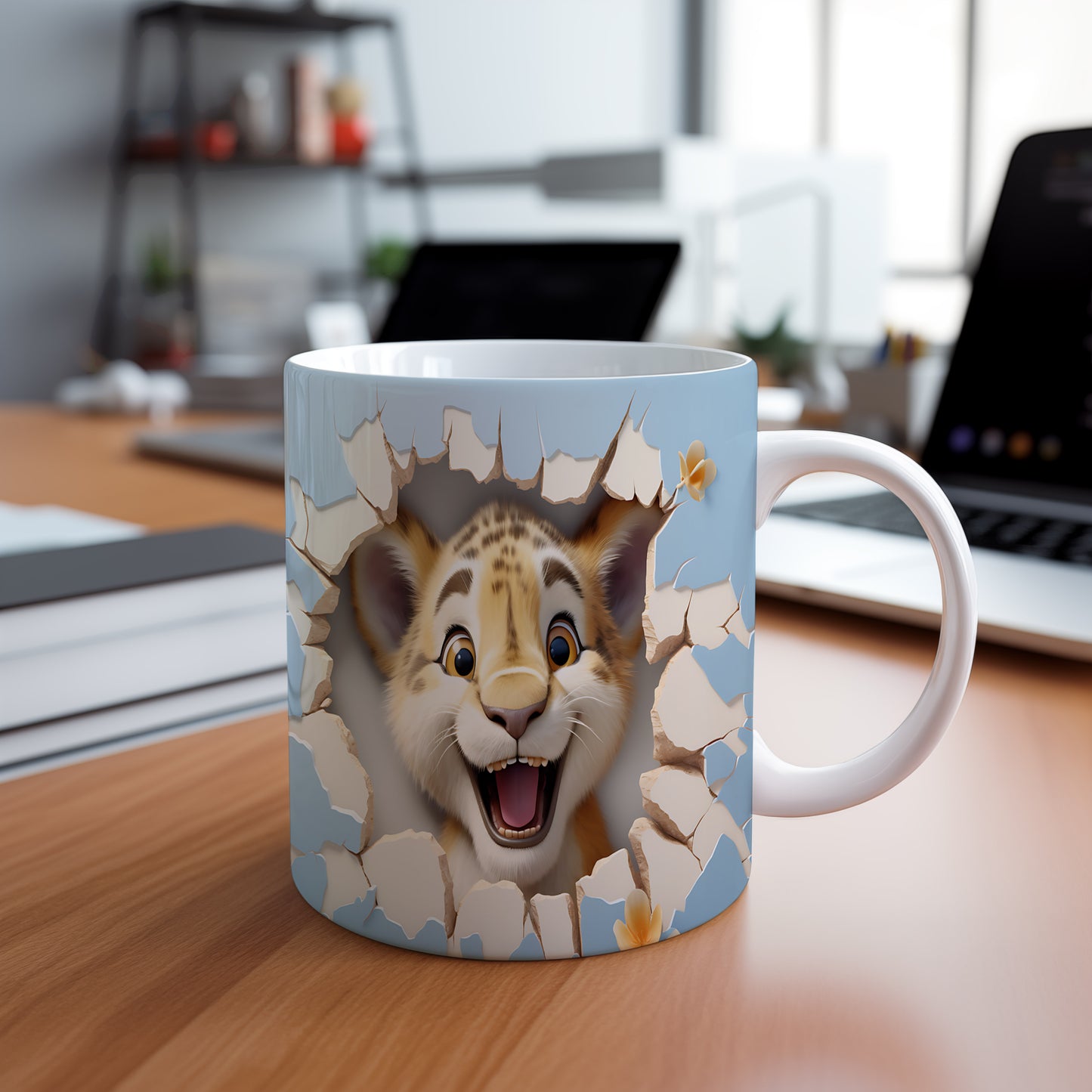 Hrnek s veselým leopardským výrazem