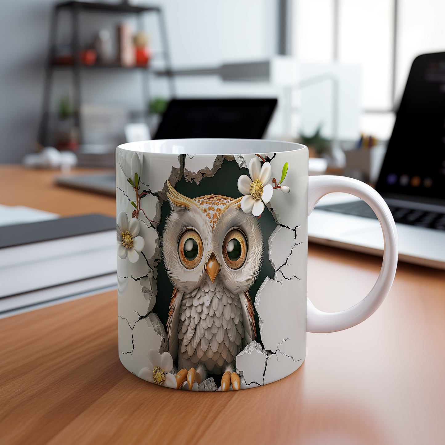 Hrnek s roztomilou sovou 3D efektem