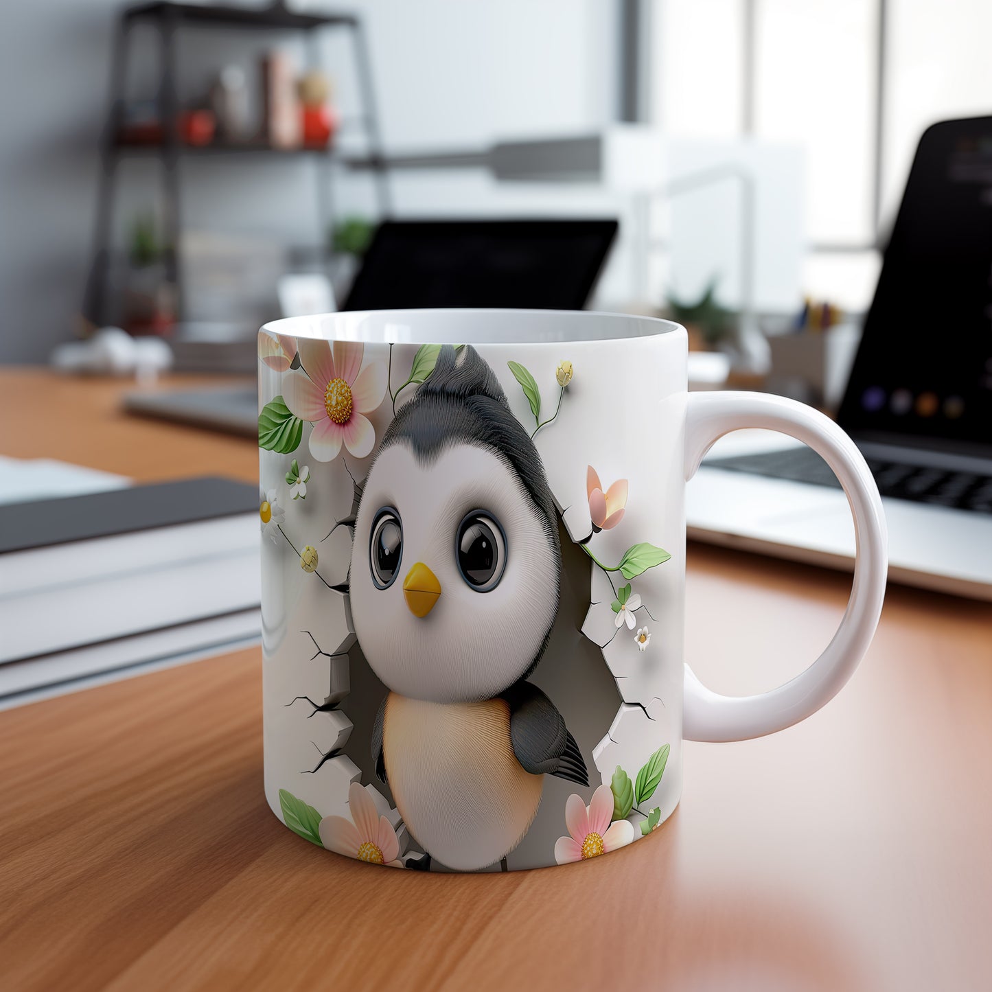 Hrnek s roztomilým tučňákem – 3D efektem