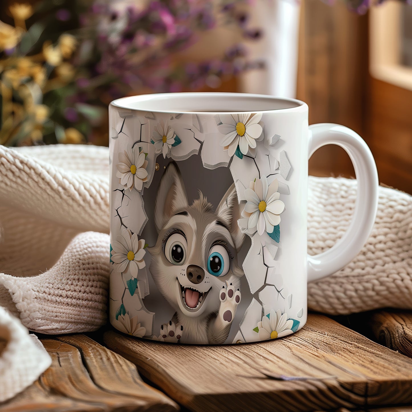 Hrnek s roztomilým psíkem a 3D efektem