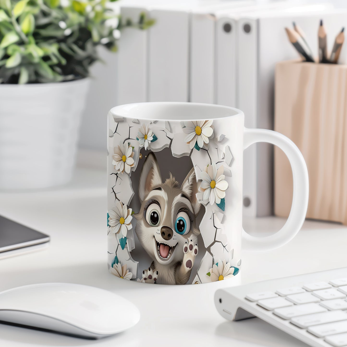 Hrnek s roztomilým psíkem a 3D efektem