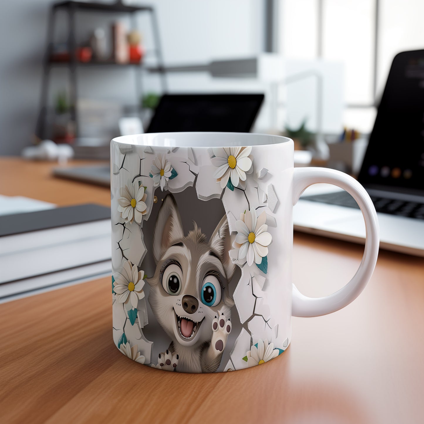 Hrnek s roztomilým psíkem a 3D efektem