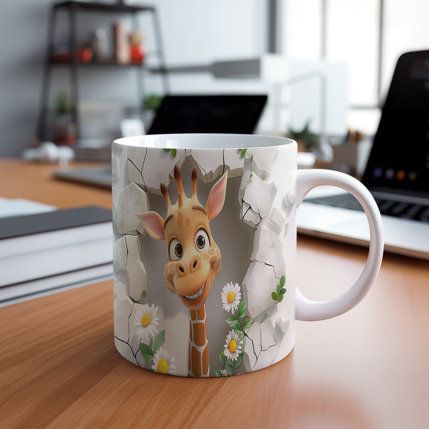 Hrnek s roztomilou žirafou 3D efektem – 3D efektem
