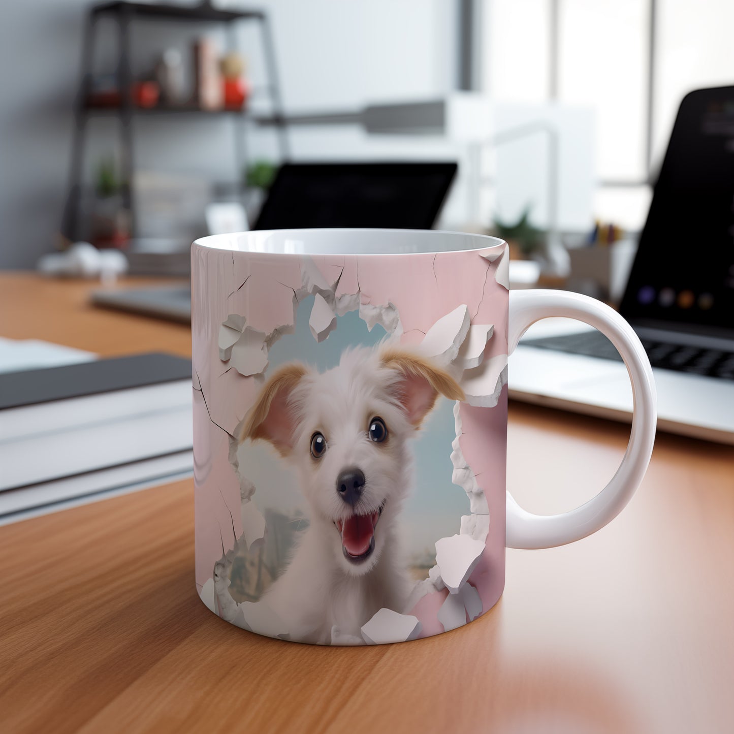 Hrnek s teriérem a 3D efektem