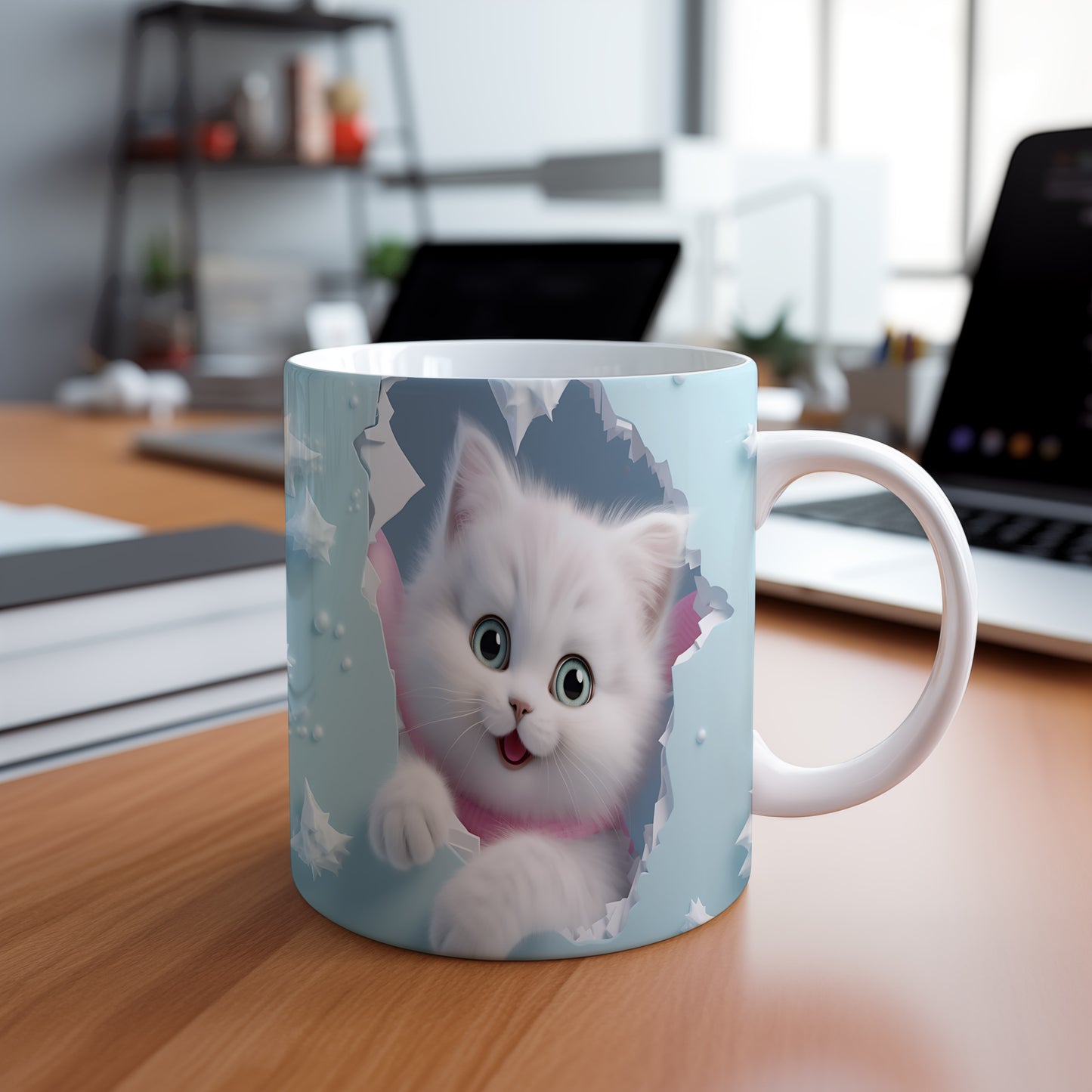 Hrnek s roztomilou kočičkou – 3D efektem