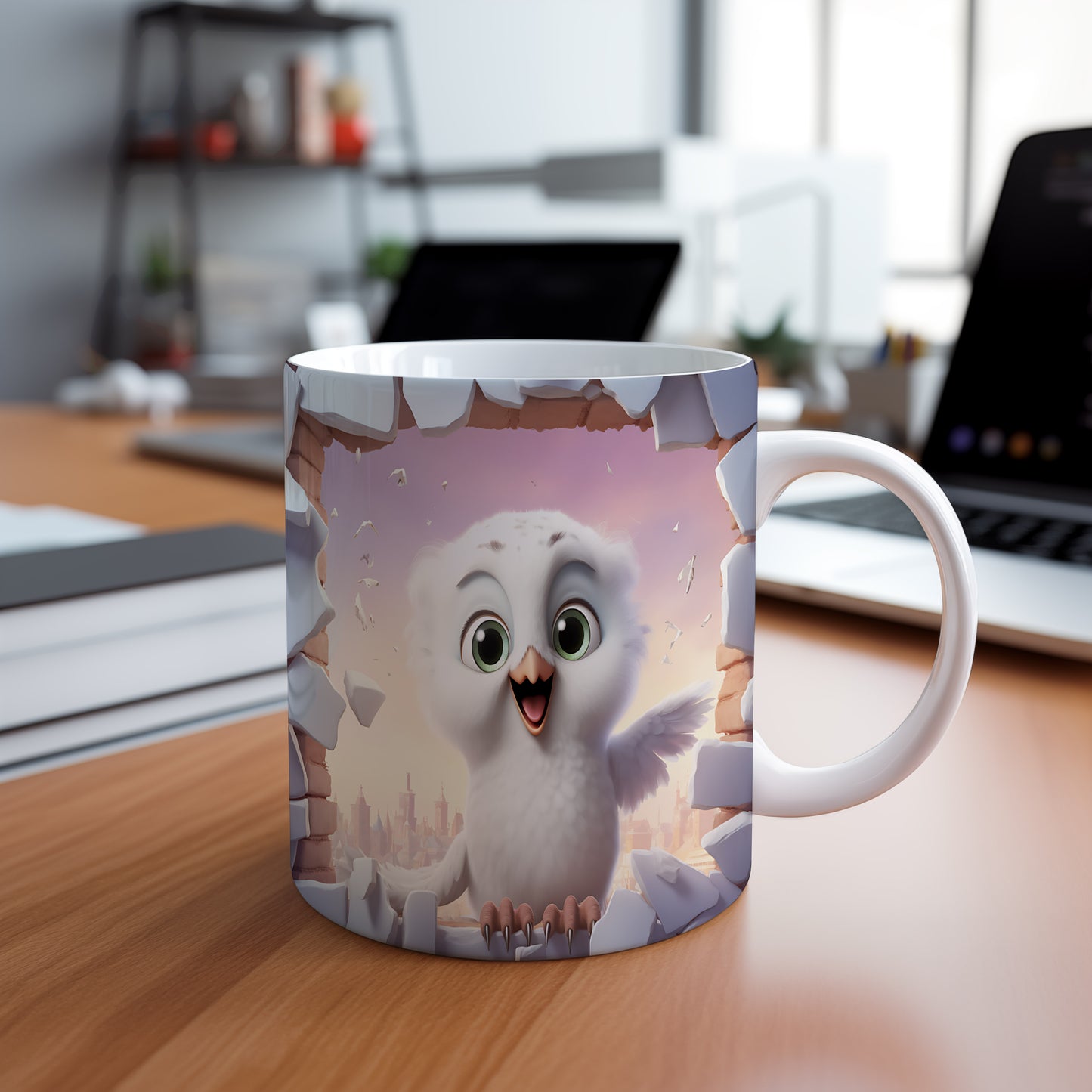 Hrnek s roztomilou sovičkou – modrými detaily