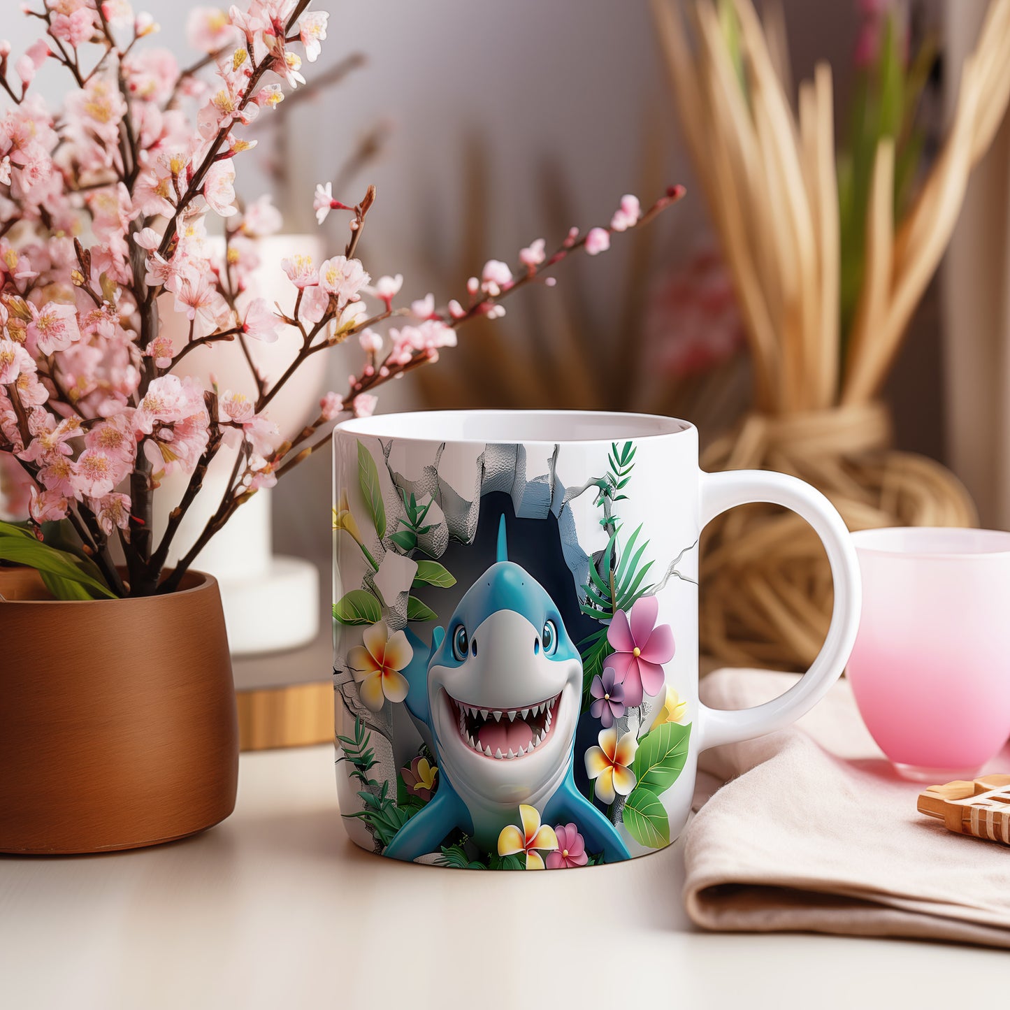 Hrnek s veselým žralokem – 3D efektem