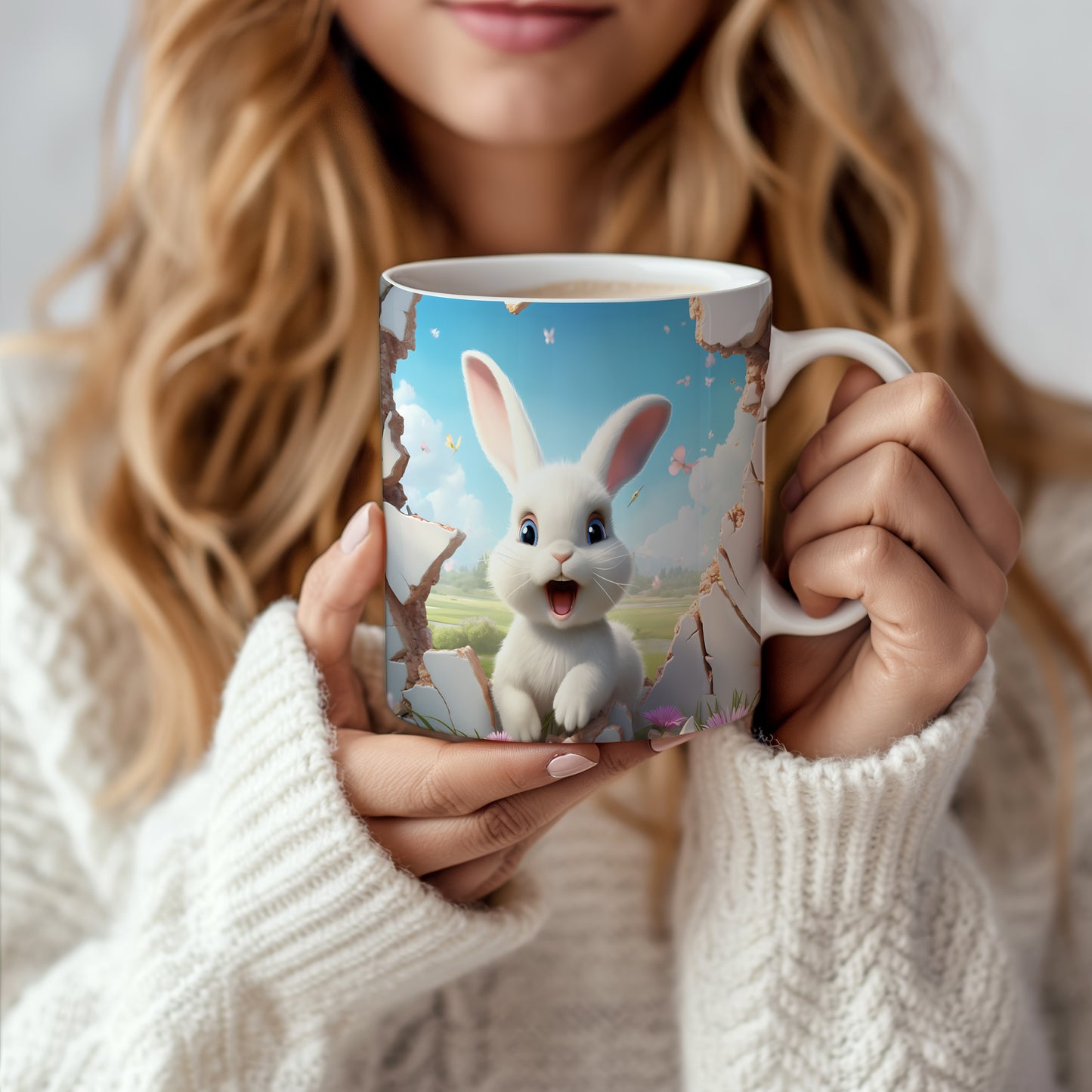 Hrnek s roztomilým králíkem – 3D efektem