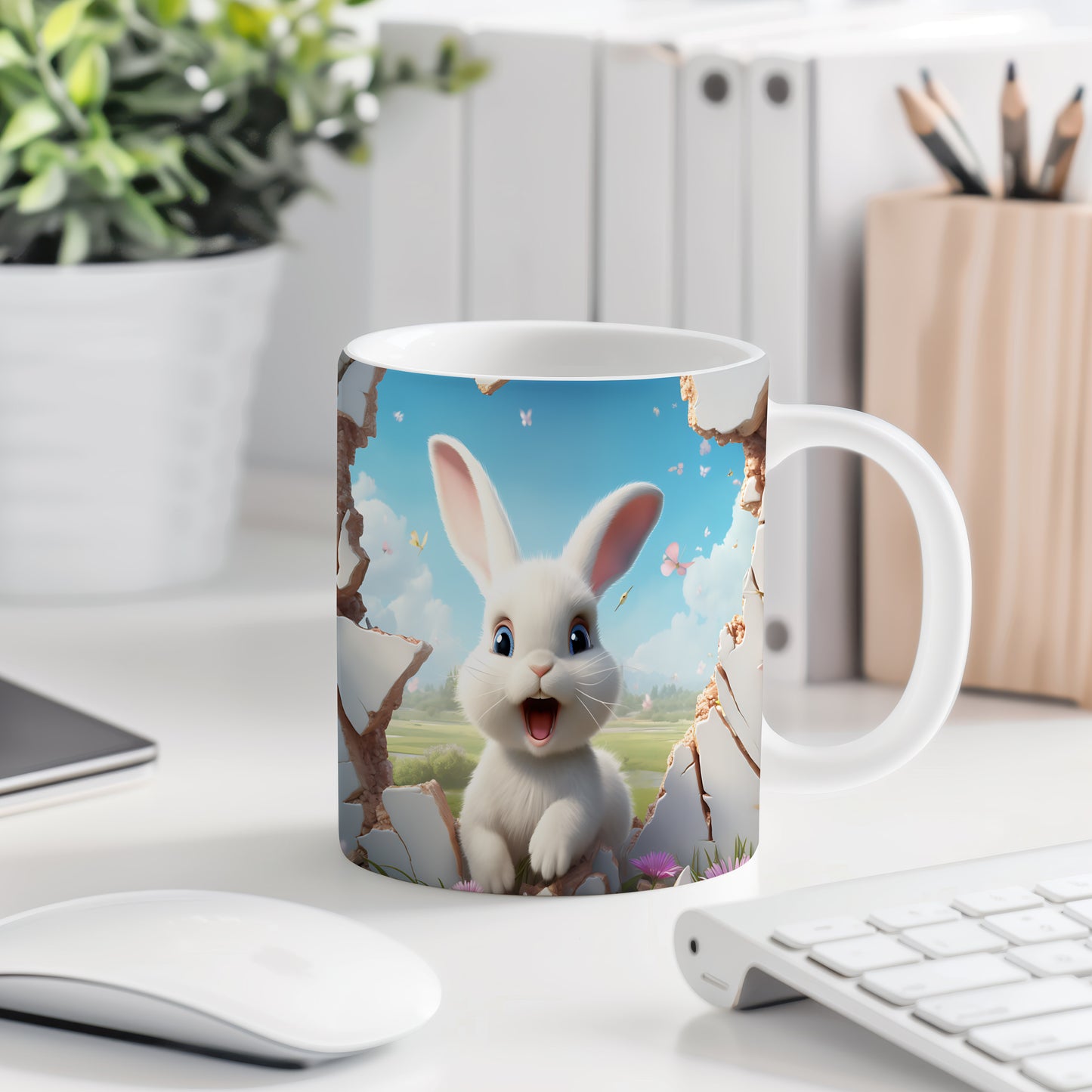 Hrnek s roztomilým králíkem – 3D efektem