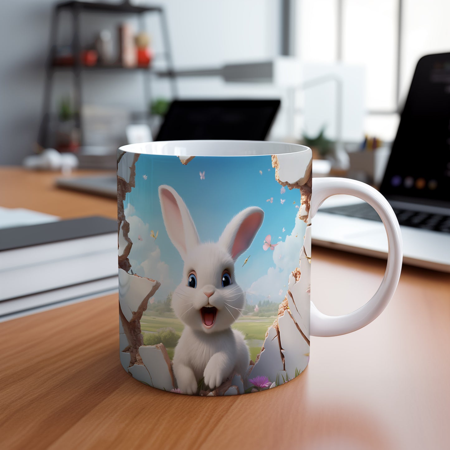 Hrnek s roztomilým králíkem – 3D efektem