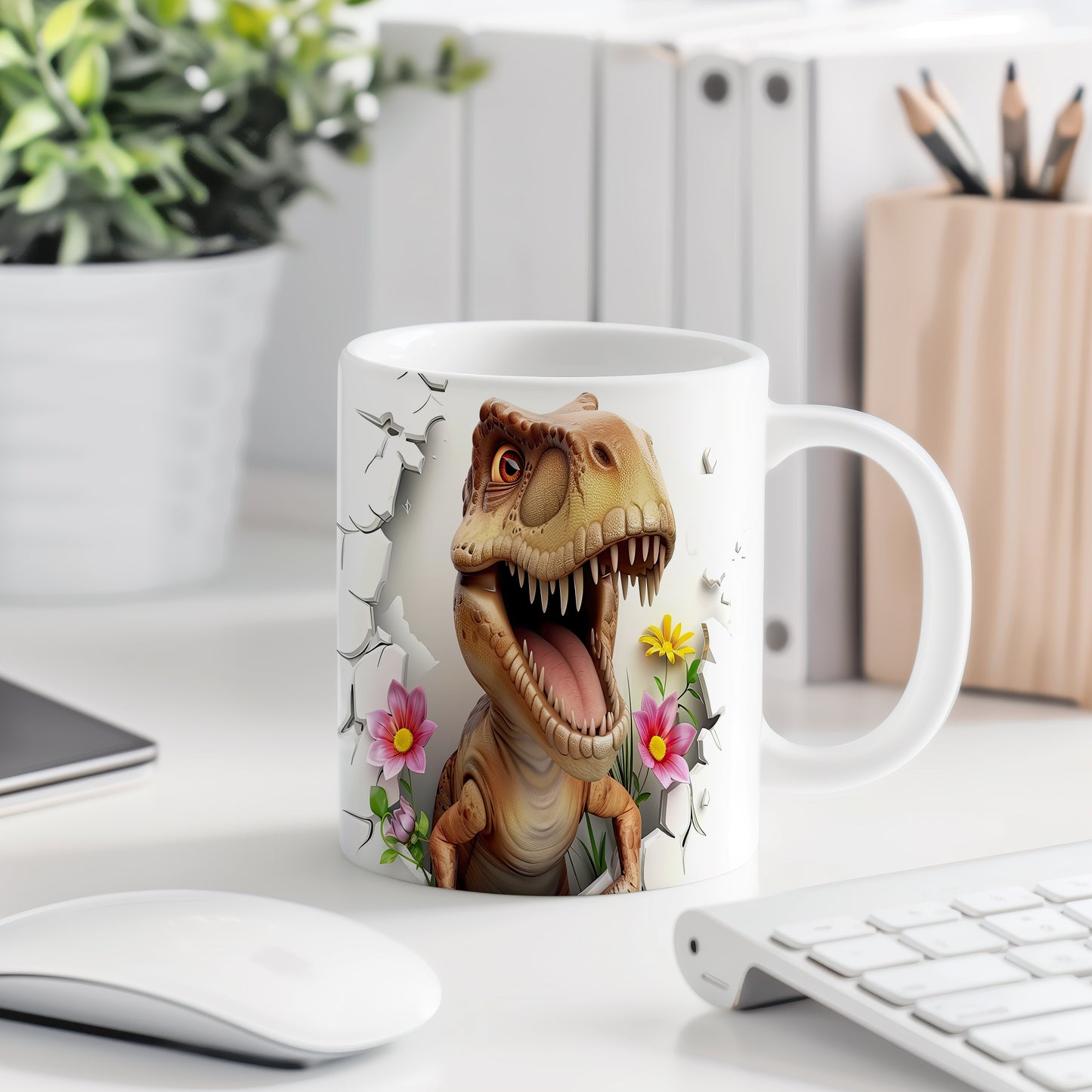 Hrnek s dinosaurusem 3D efektem – 3D efektem