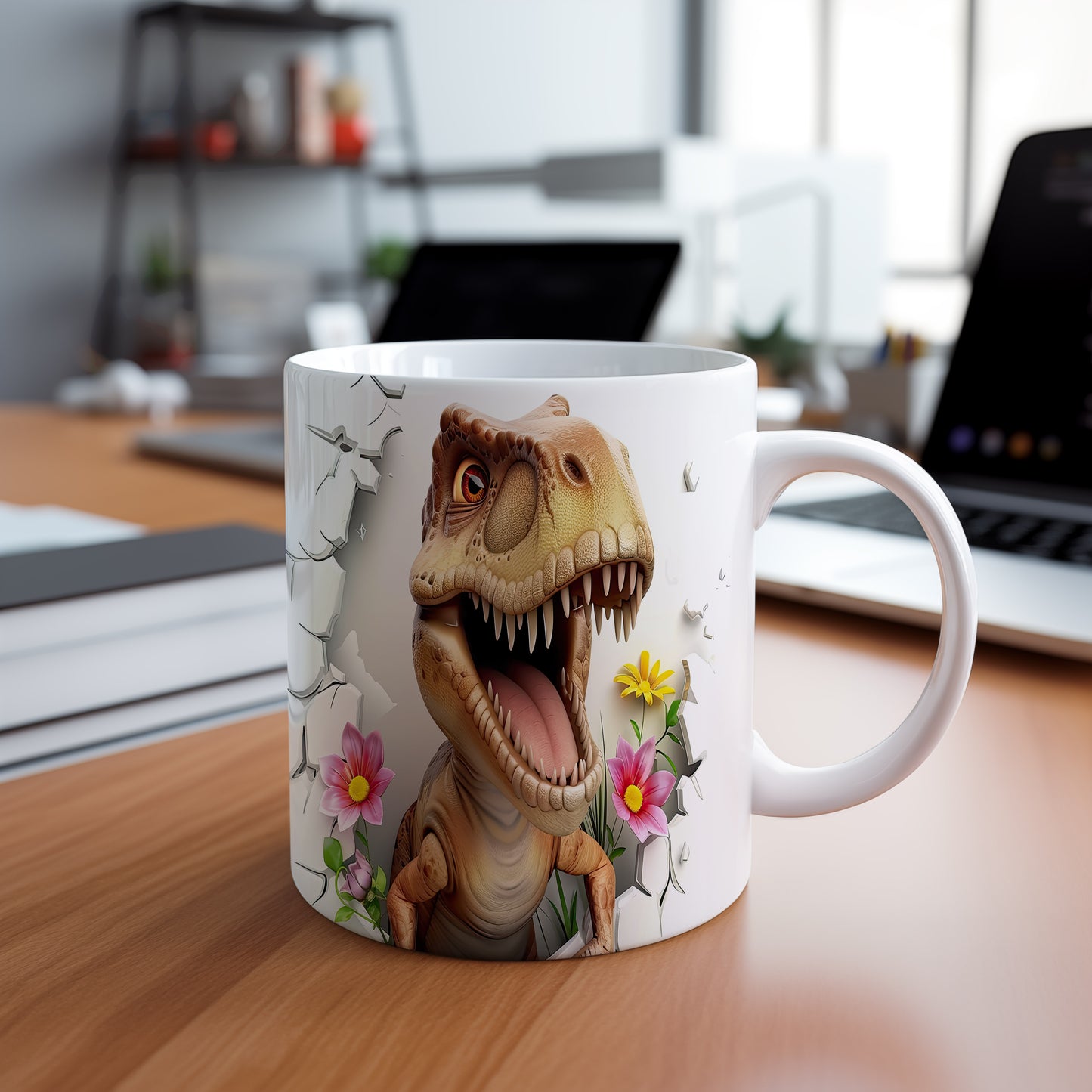 Hrnek s dinosaurusem 3D efektem – 3D efektem