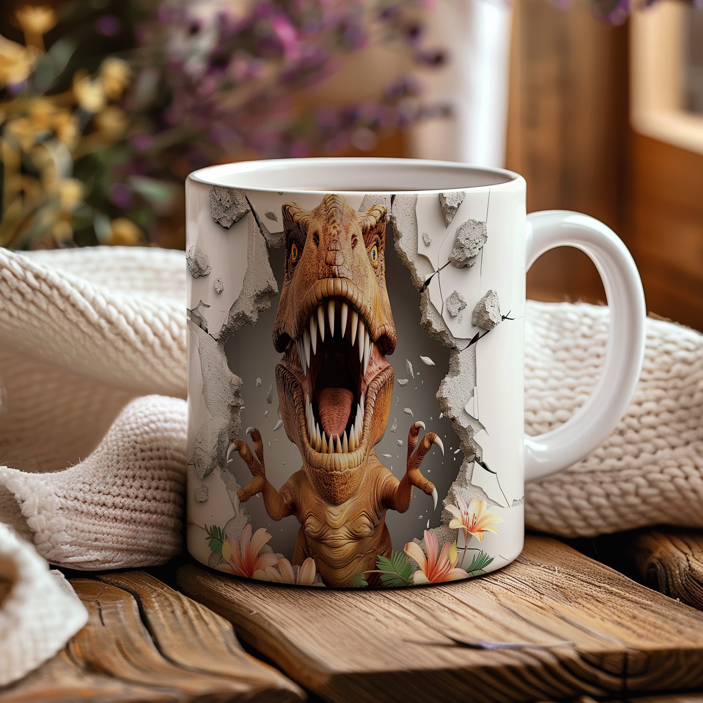 Hrnek s dinosauriem 3D efektem