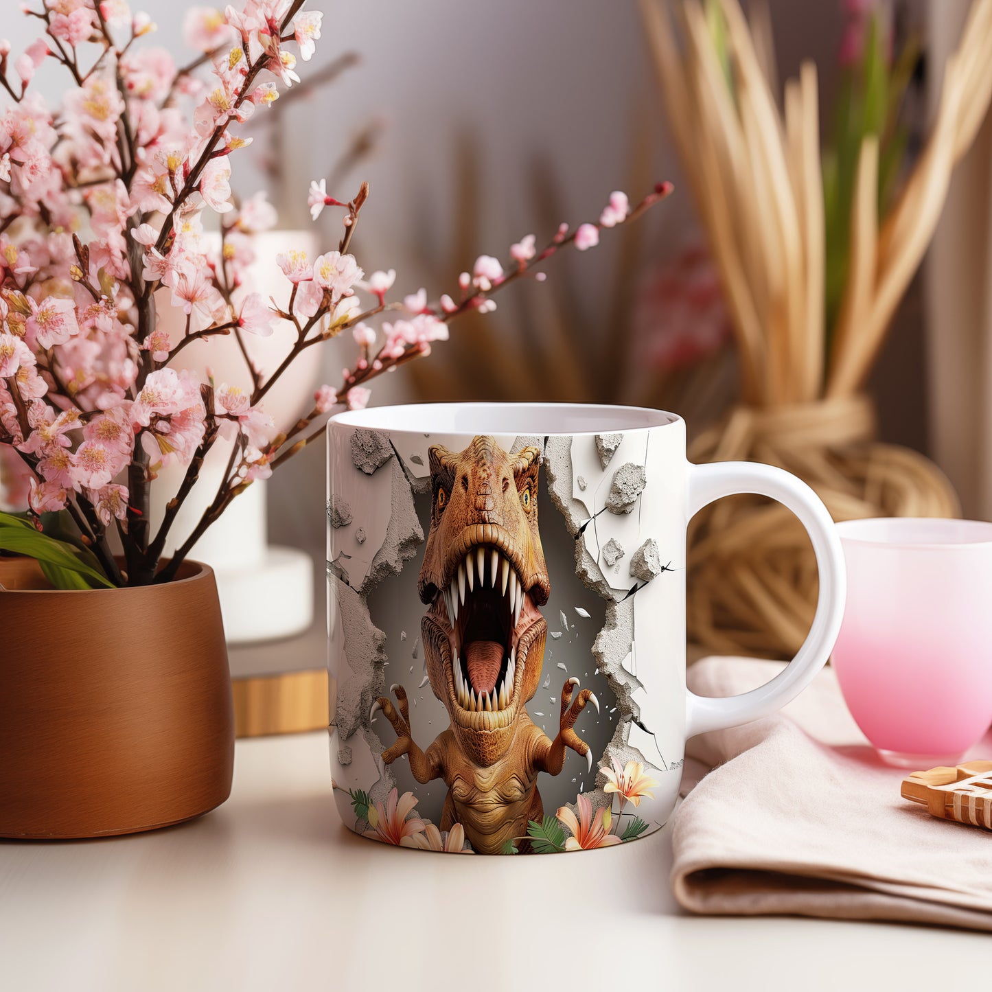 Hrnek s dinosauriem 3D efektem