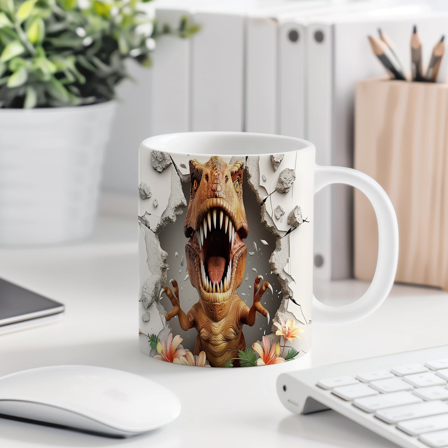Hrnek s dinosauriem 3D efektem
