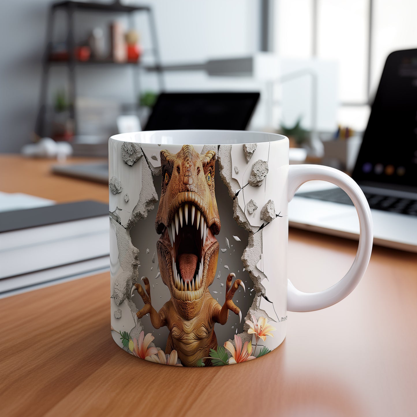 Hrnek s dinosauriem 3D efektem
