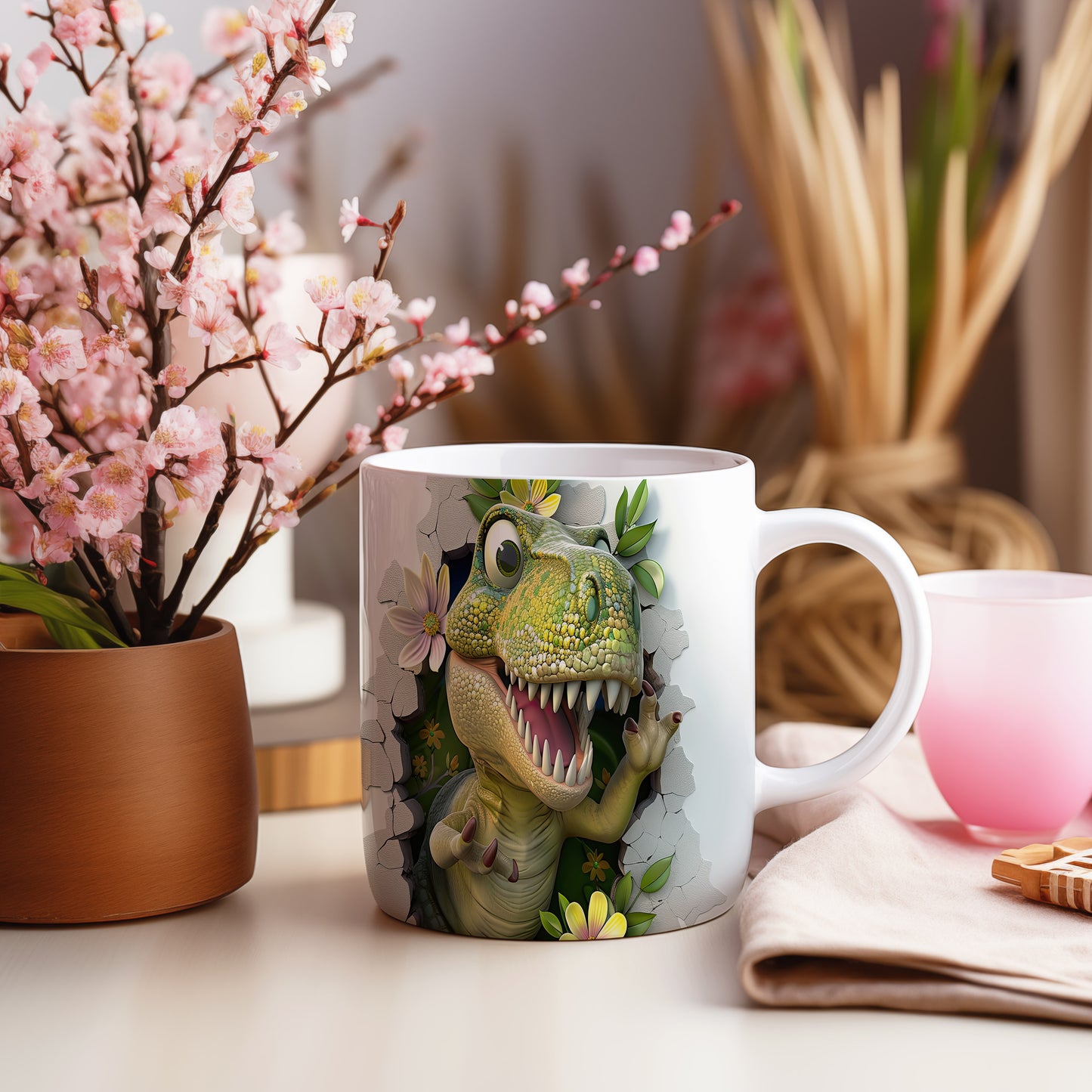 Hrnek s dinosaurusem 3D efektem – roztomilým motivem