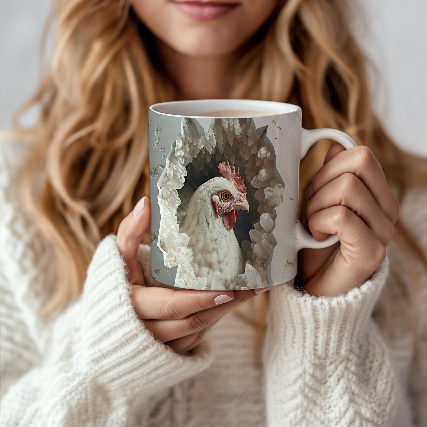 Hrnek s realistickou slepicí