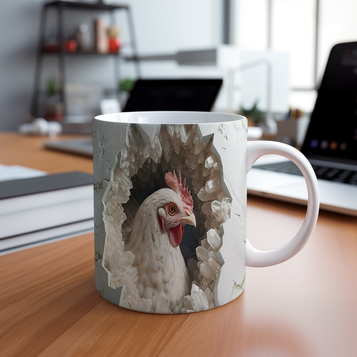 Hrnek s realistickou slepicí