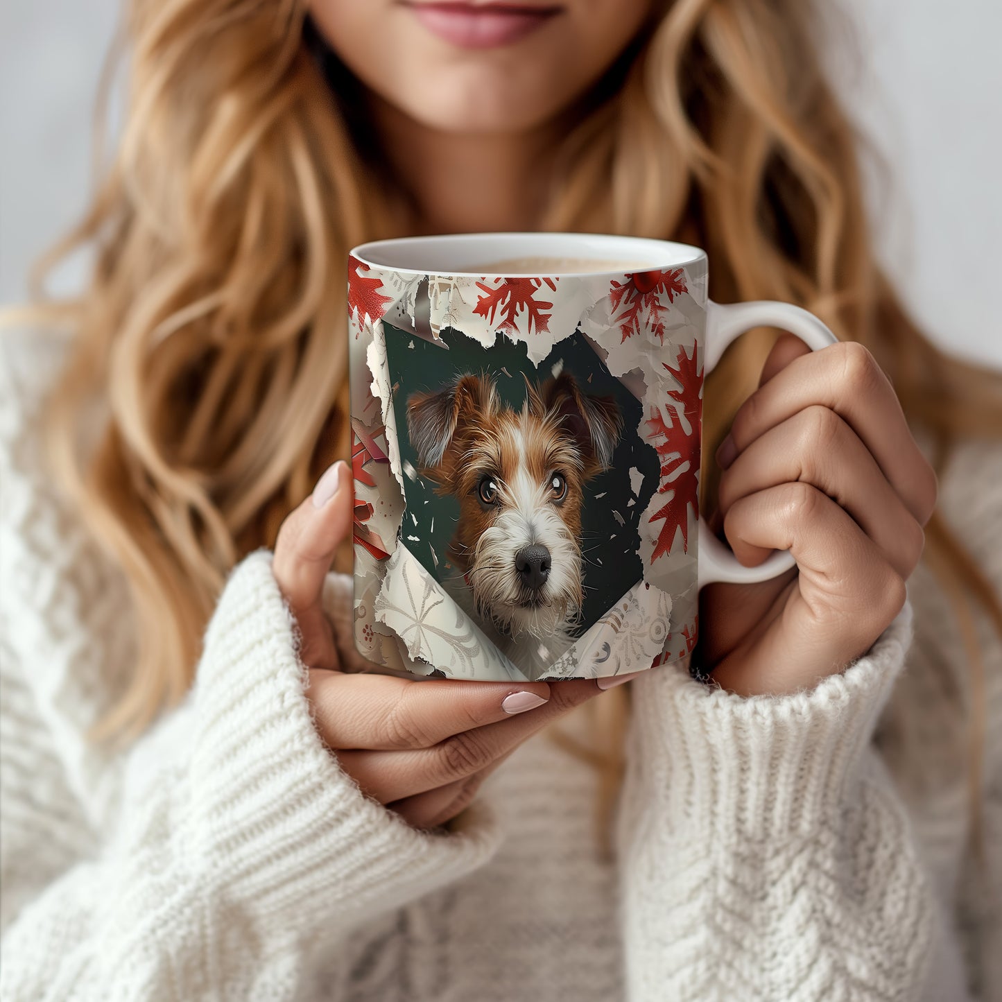 Hrnek s roztomilým Jack Russell teriérem v 3D stylu