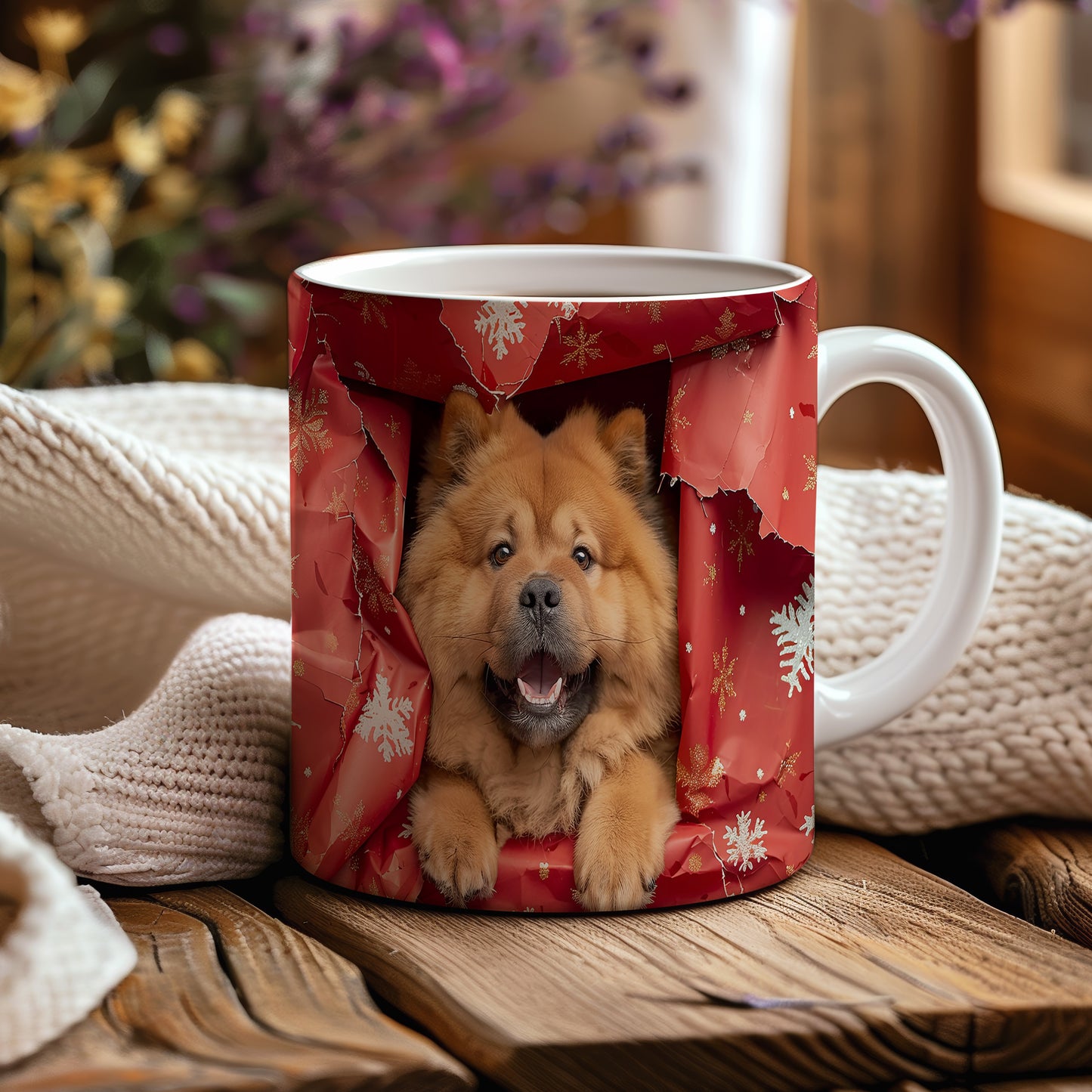 Hrnek s chow chow psem a 3D efektem