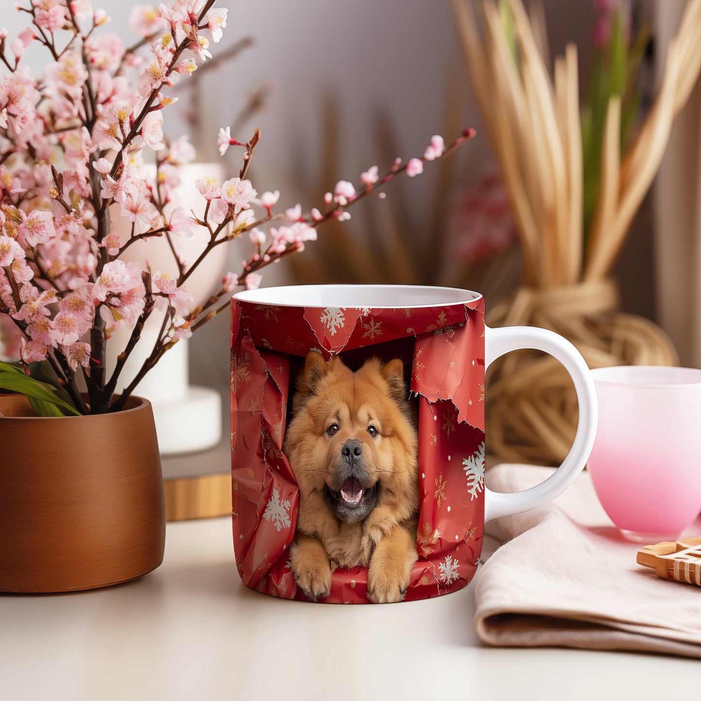 Hrnek s chow chow psem a 3D efektem