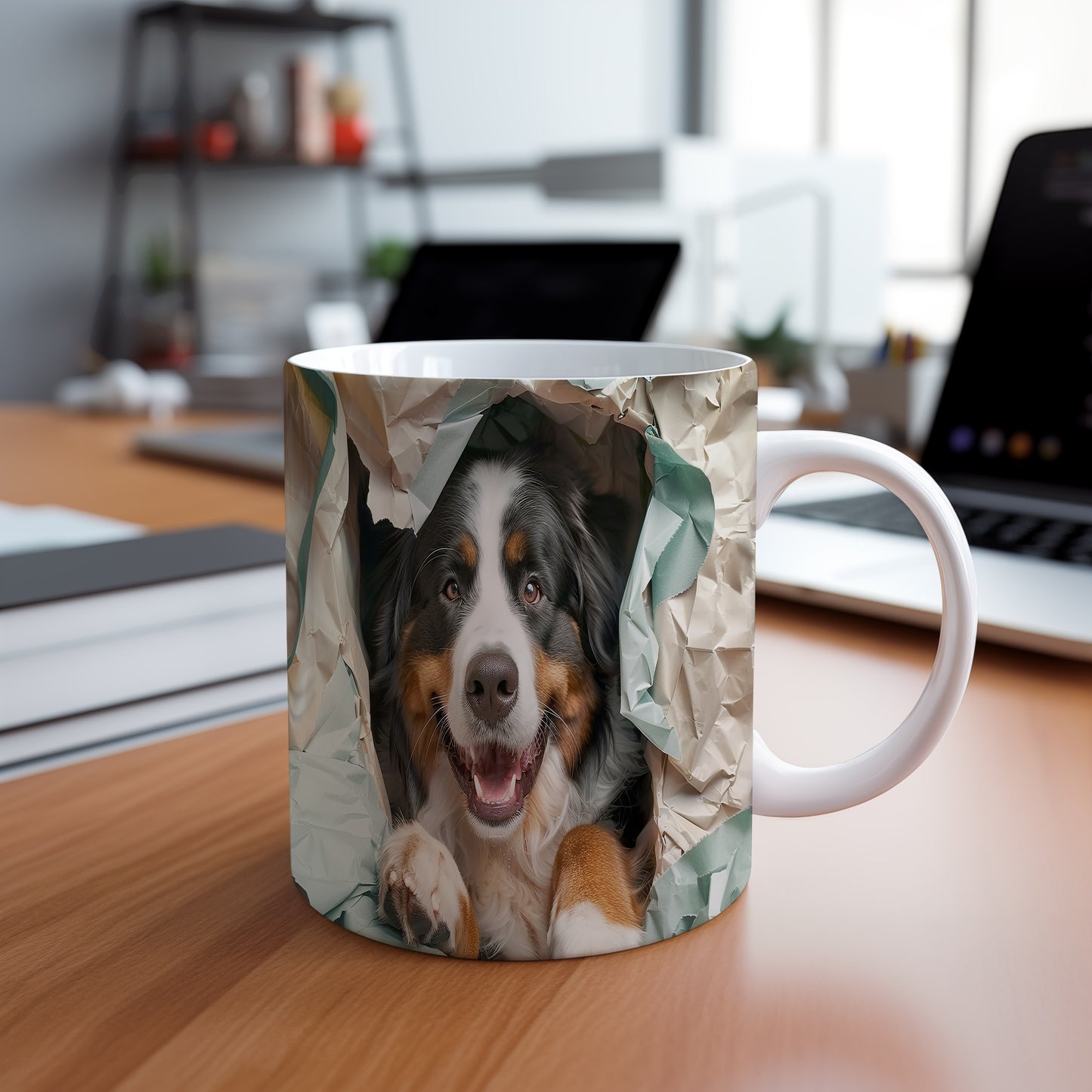 Hrnek s Bernským salašnickým psem v roztomilém stylu