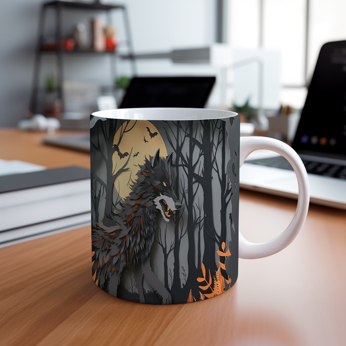 Hrnek s temným vlkem