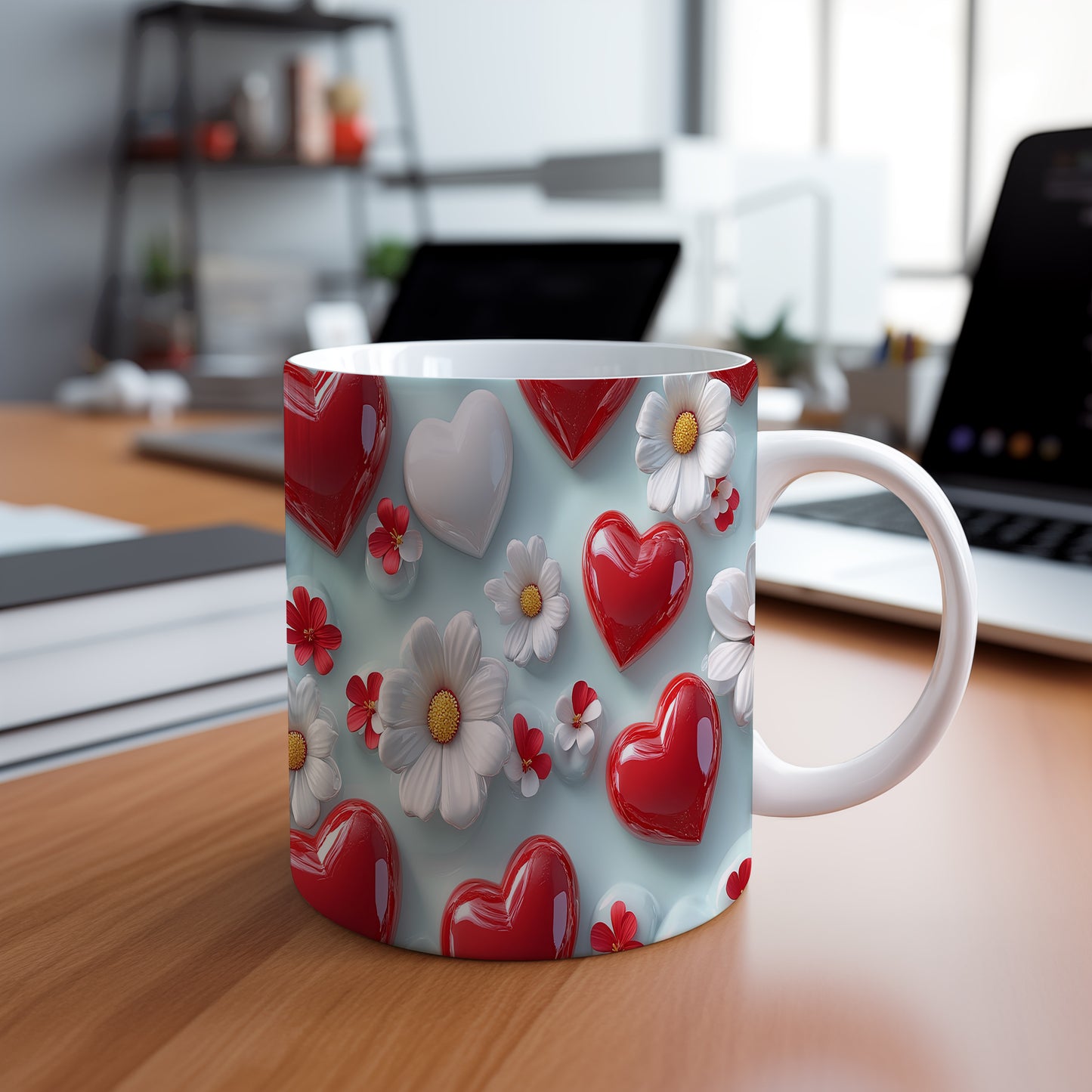 Hrnek se červenými srdíčky